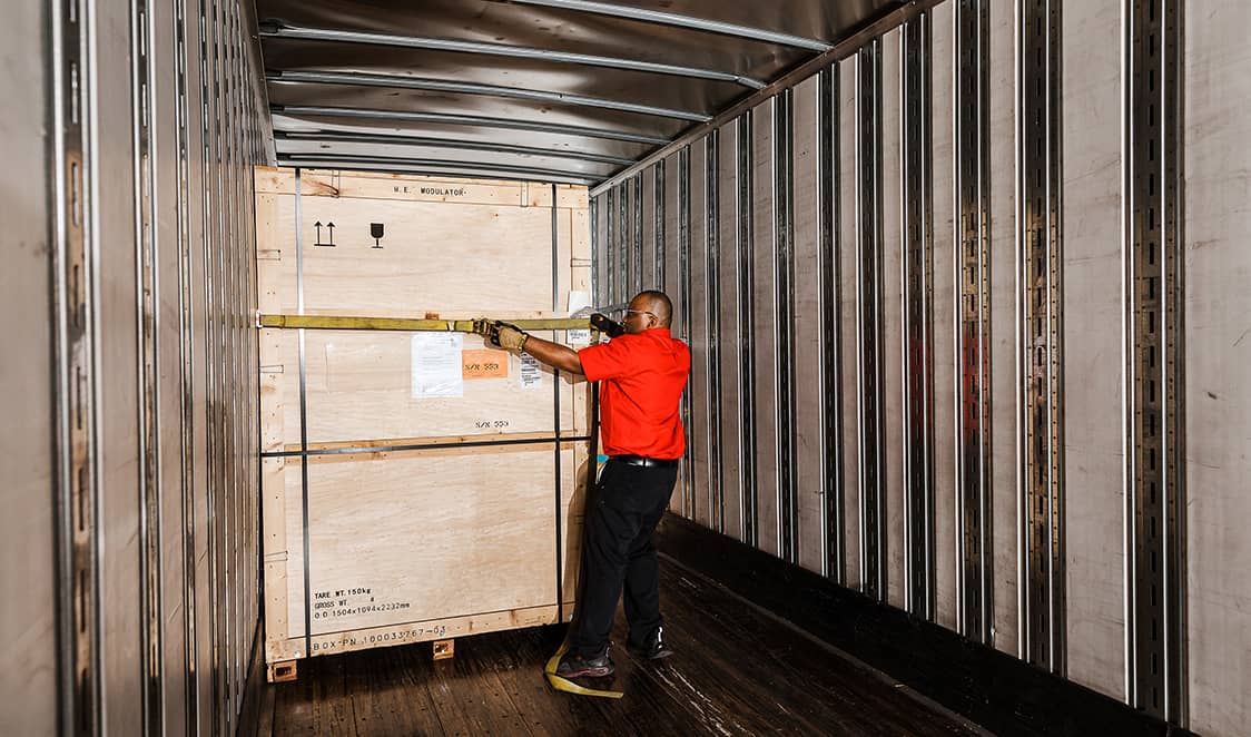 adjusting cargo in trailer