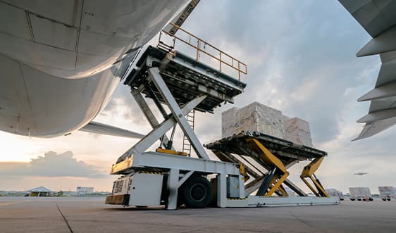 loading freight into domestic airplane