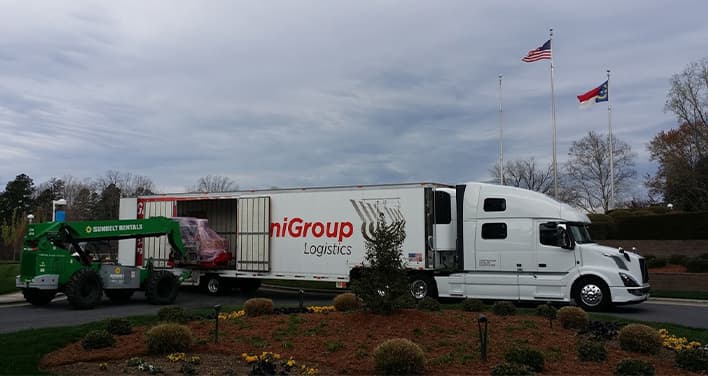 high-cube trailer being side-loaded