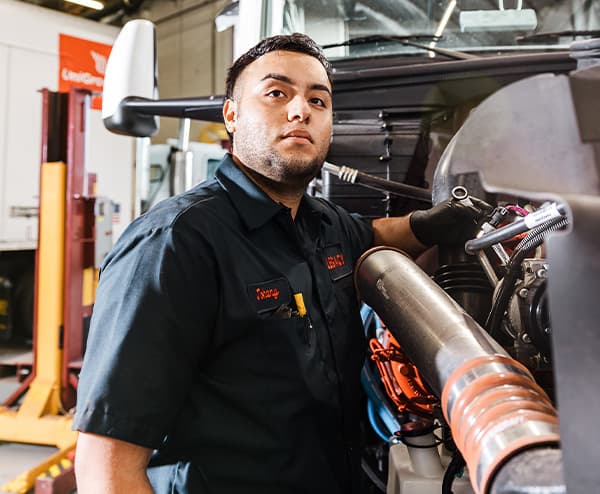 mechanic working on truck