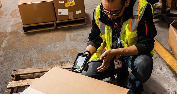 team member prepping for packing