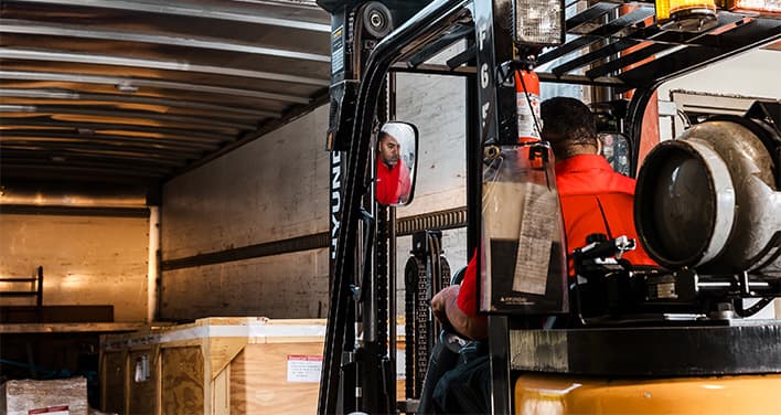 forklift loading trailer quickly