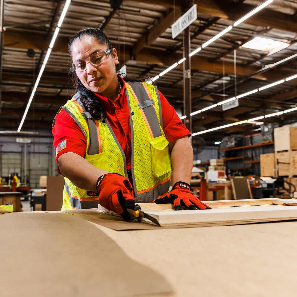 team member prepping cargo